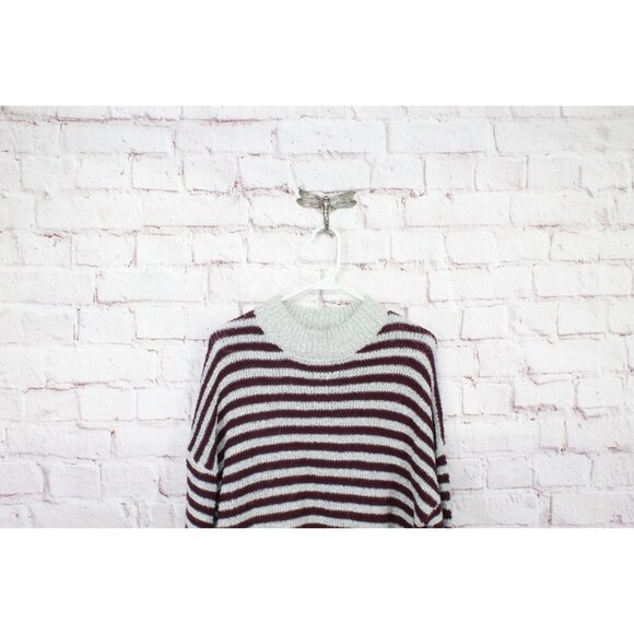 Volcom Cold Daze Short Sweater Dress Striped Purple Gray Size M 12 - Picture 2 of 10